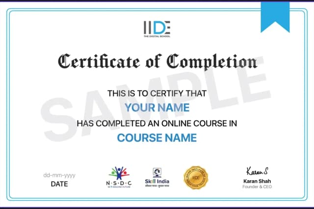 IIDE's Certificate of Completion
