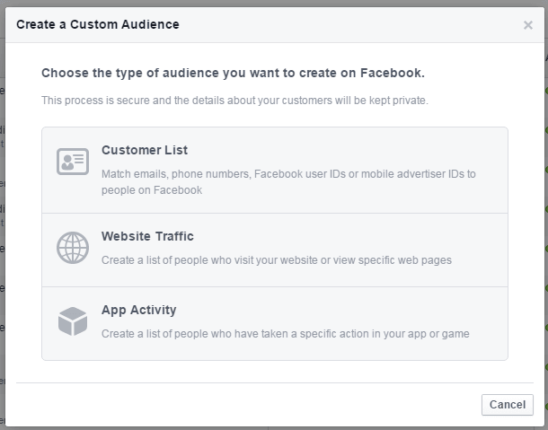 facebook remarketing - custom audience detailed