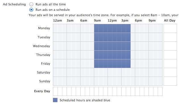 facebook bidding - ad schedule