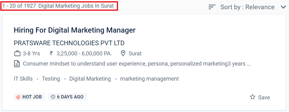 Digital marketing courses in Surat - Job statistics