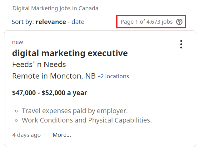 Digital marketing courses in Canada - Job statistics