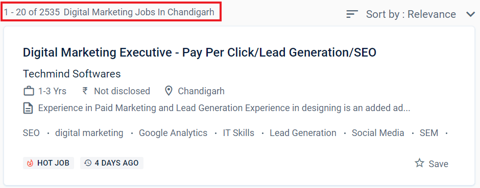 Digital marketing courses in Chandigarh - Job statistics