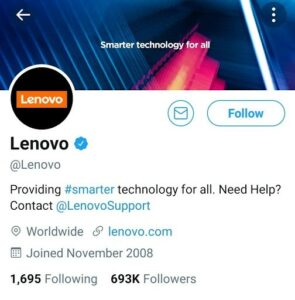Lenovo Digital Marketing Strategy Case Study - Lenovo Marketing Strategy - Social Media Strategies - Twitter Profile