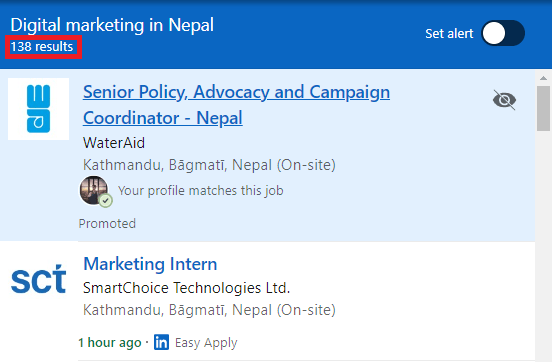 Digital Marketing Courses in Bharatpur, Nepal - Job Statistics