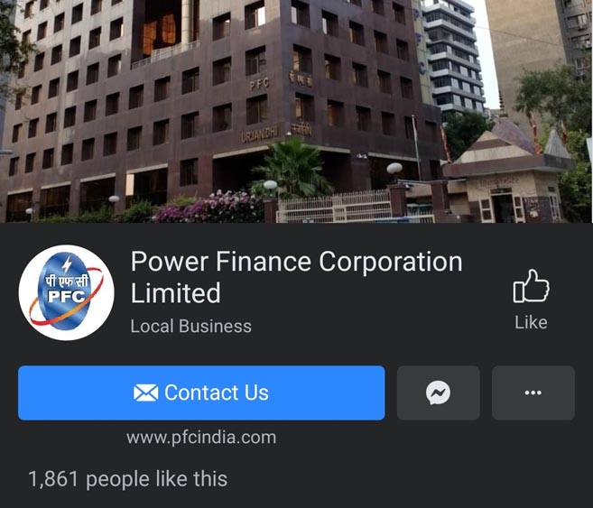 Marketing Strategy of Power Finance Corporation (PFC) - A Case Study - Digital Presence - Facebook