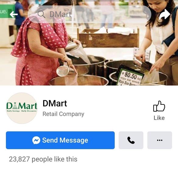 Marketing Strategy of DMart - A Case Study - Digital Presence - Facebook
