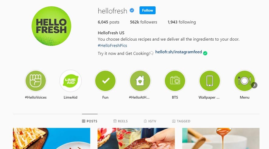 Marketing Strategy of HelloFresh - A Case Study - Social Media Strategy - Instagram