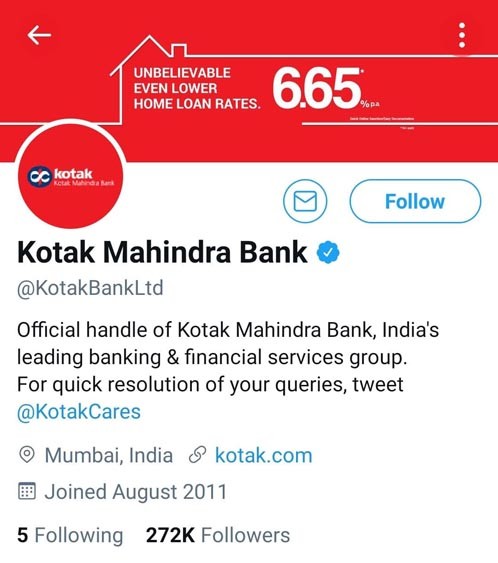 Marketing Strategy of Kotak Mahindra Bank - A Case Study - Digital Presence - Social Media - Twitter