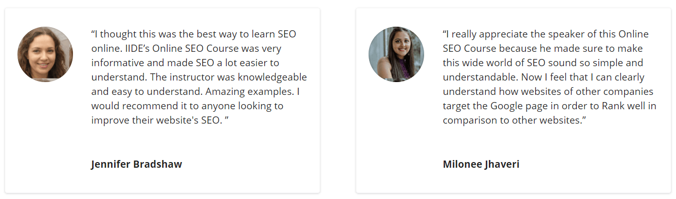 SEO Courses in chandigarh- IIDE Student Reviews