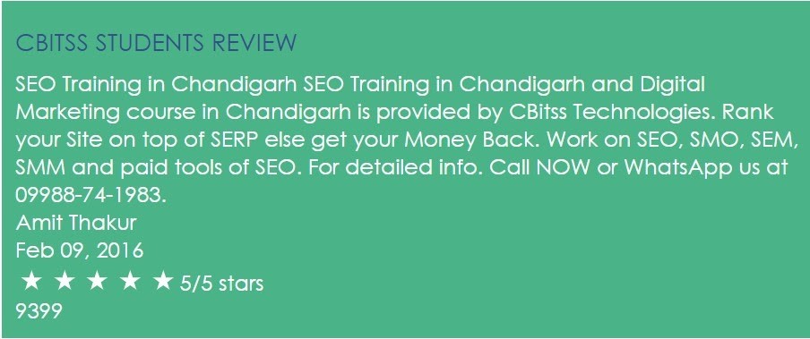 seo courses in chandigarh - CBtiss student review