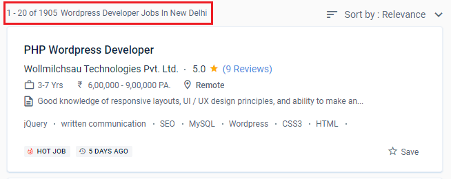 wordpress courses in delhi - job statistics