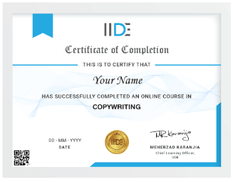 Copywriting Courses in Delhi - IIDE Copywriting Certificate Sample