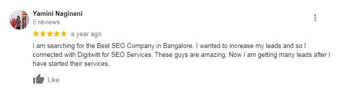 SEO Agencies in Bangalore - Digitwitt Client Review