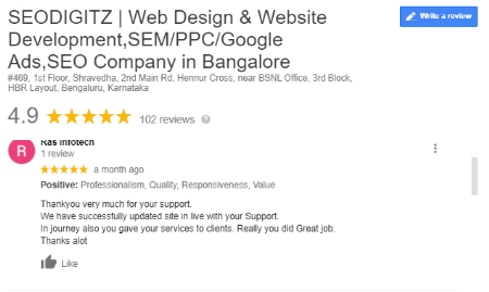 SEO Agencies in Bangalore - SEO Digitz Client Review