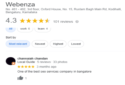 SEO Agencies in Bangalore -Webenza Client Review