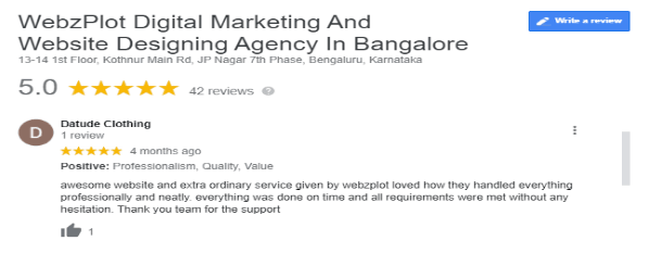 SEO Agencies in Bangalore - Webzplot Client Review