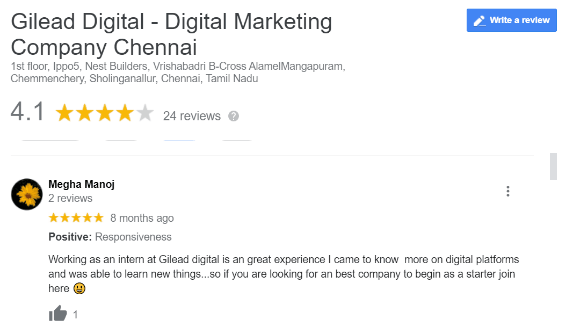 SEO Agencies in Chennai - Gilead Digital Client Review