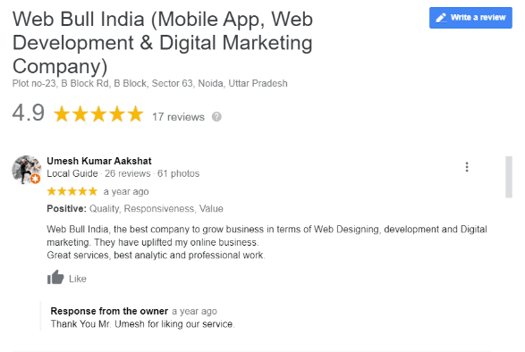 SEO Agencies in Delhi - Web Bull India Client Review