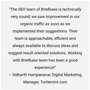 SEO Agencies in Mumbai - Briefkase Client Review