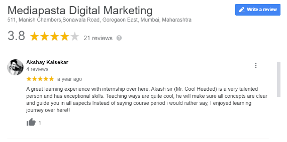 SEO Agencies in Mumbai - Mediapasta Digital Marketing Client Review