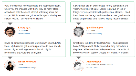SEO Agencies in Mumbai - SEO 4 Leads Clients Review