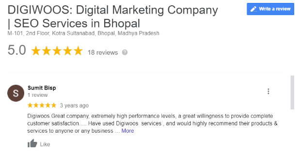 SEO Companies in Bhopal - Digiwos Client review