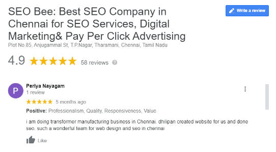 SEO Companies in Coimbatore - SEO Bee Client Review
