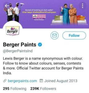 Berger Paints Social Media Twitter - Marketing Strategy of Berger Paints | IIDE