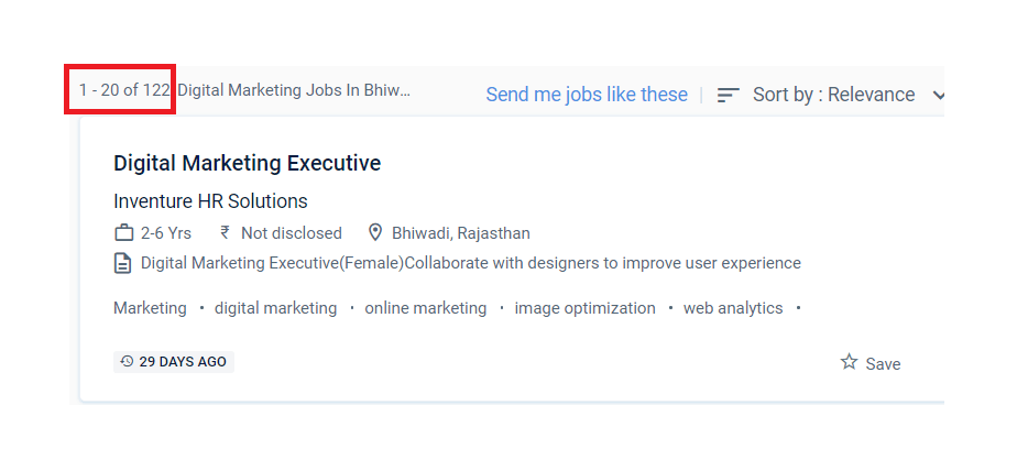 Digital marketing courses in Bhiwani - Job Statistics