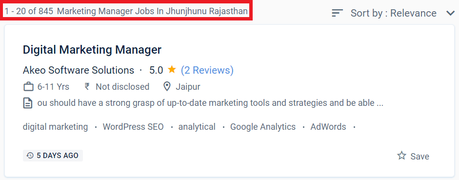 Digital Marketing Courses in Jhunjhunu - Job Statistics
