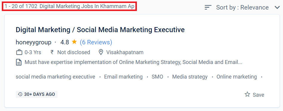 Digital Marketing Courses in Khammam - Job Statistics