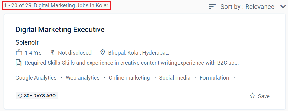 Digital Marketing Courses in Kolar - Job Statistics