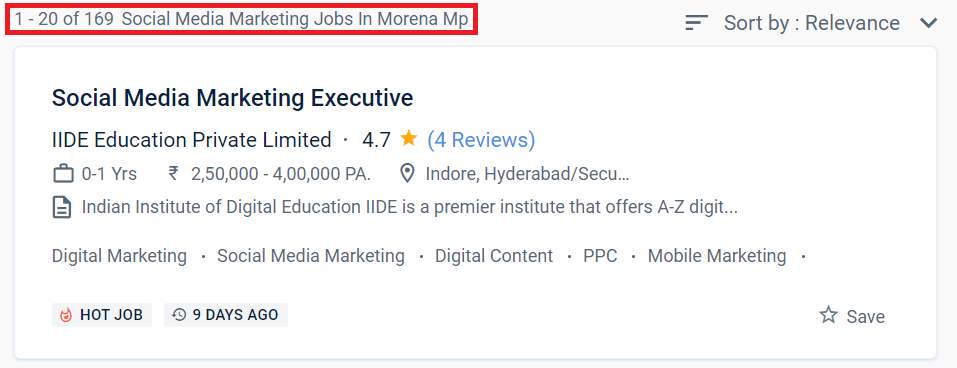 Digital Marketing Courses in Morena - Job Statistics
