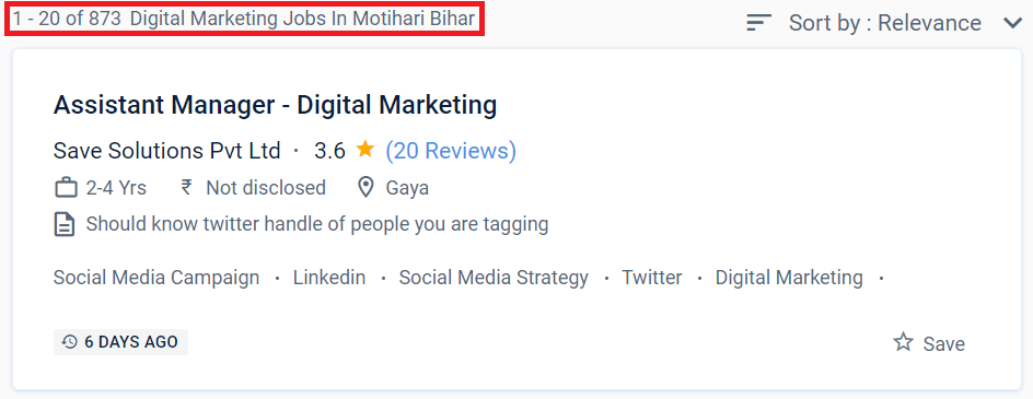 Digital Marketing Courses in Motihari - Job Statistics
