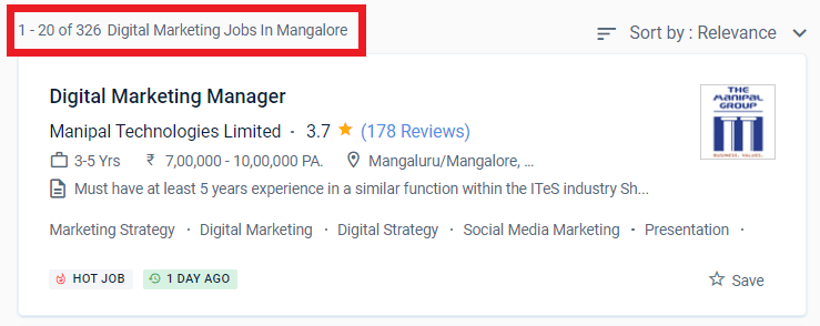 digital marketing courses in mangalore - job statistic 