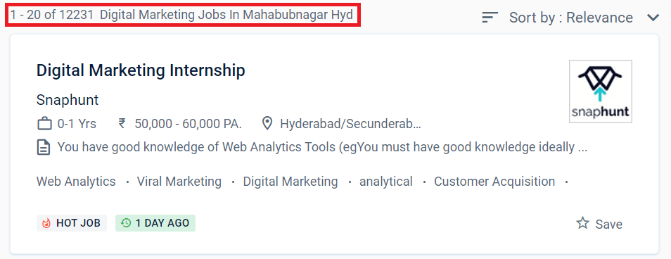 Digital Marketing Courses in Mahabubnagar- Job Statistics