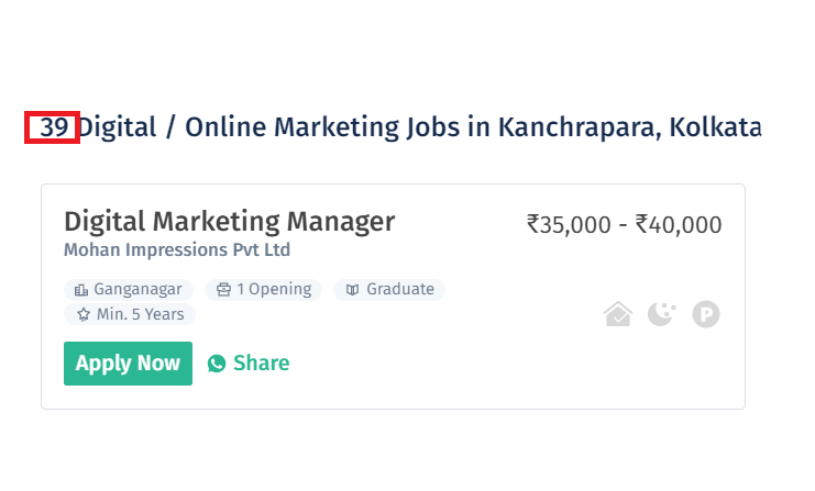 Digital marketing courses in Kanchrapara - Job Statistics