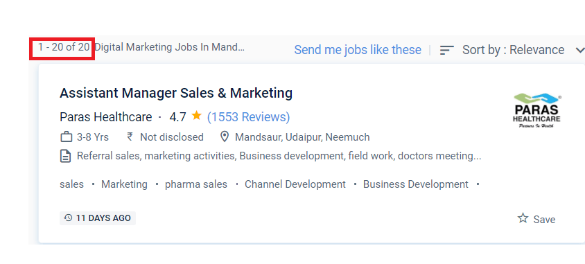 Digital marketing courses in Mandsaur - Job Statistics