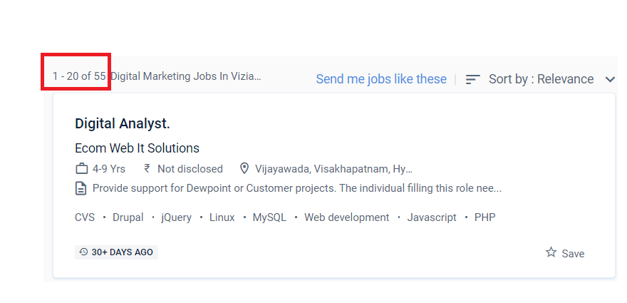 Digital marketing courses in Vizianagaram - Job Statistics