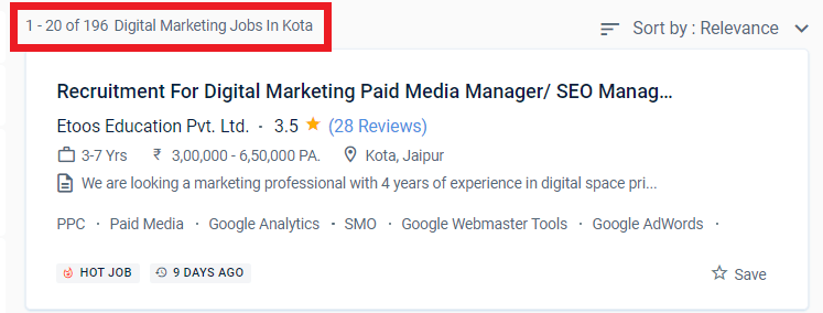 digital marketing courses in kota - job statistic