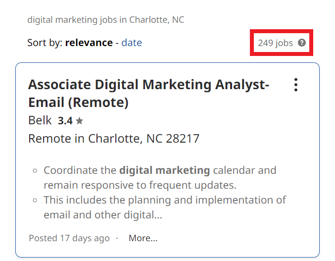 Digital Marketing Courses in Charlotte - Job Statistics