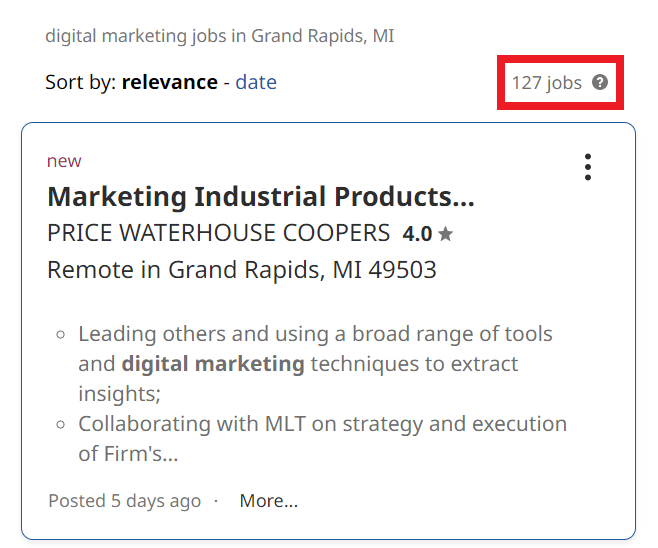 Digital Marketing Courses in Grand Rapids - Job Statistics