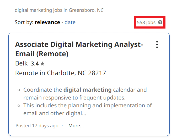 Digital Marketing Courses in Greensboro - Job Statistics