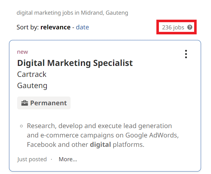 Digital Marketing Courses in Midrand - Job Statistics