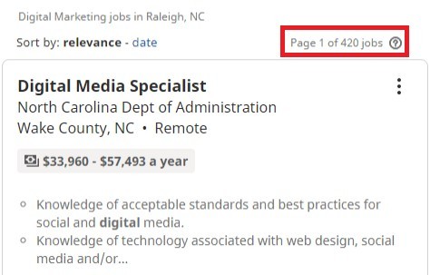 digital marketing courses in Raleigh- job statistics