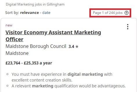 digital marketing courses in gillingham - job statistics