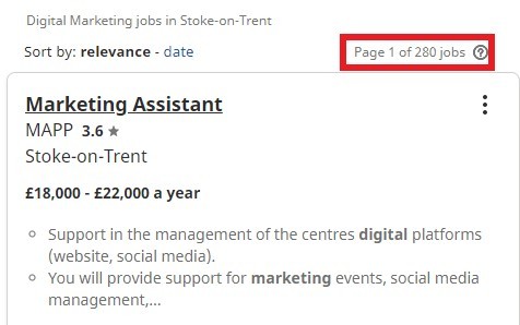 digital marketing courses in stoke on trent - job statistics