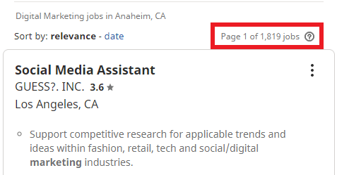Digital Marketing Courses in Anaheim - Job Statistics