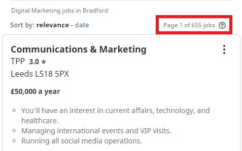 Digital Marketing Courses in Bradford - Job Statistics