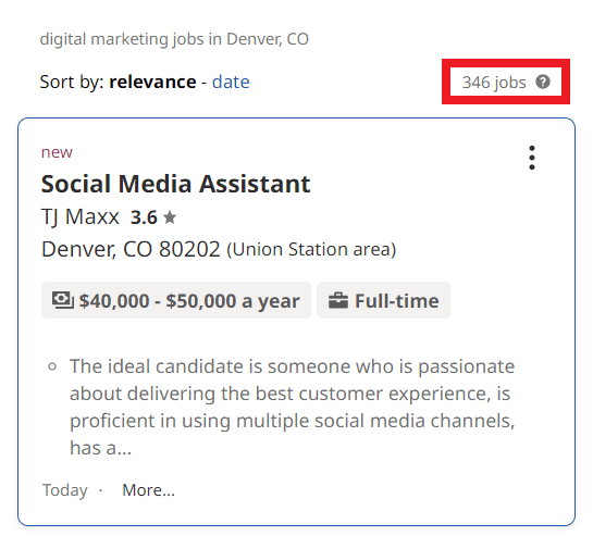 Digital Marketing Courses in Denver - Job Statistics